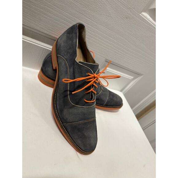 Donald J Pliner Italy Gray Suede Cap Toe Oxfords Orange Sole Men’s 9.5 main image 7